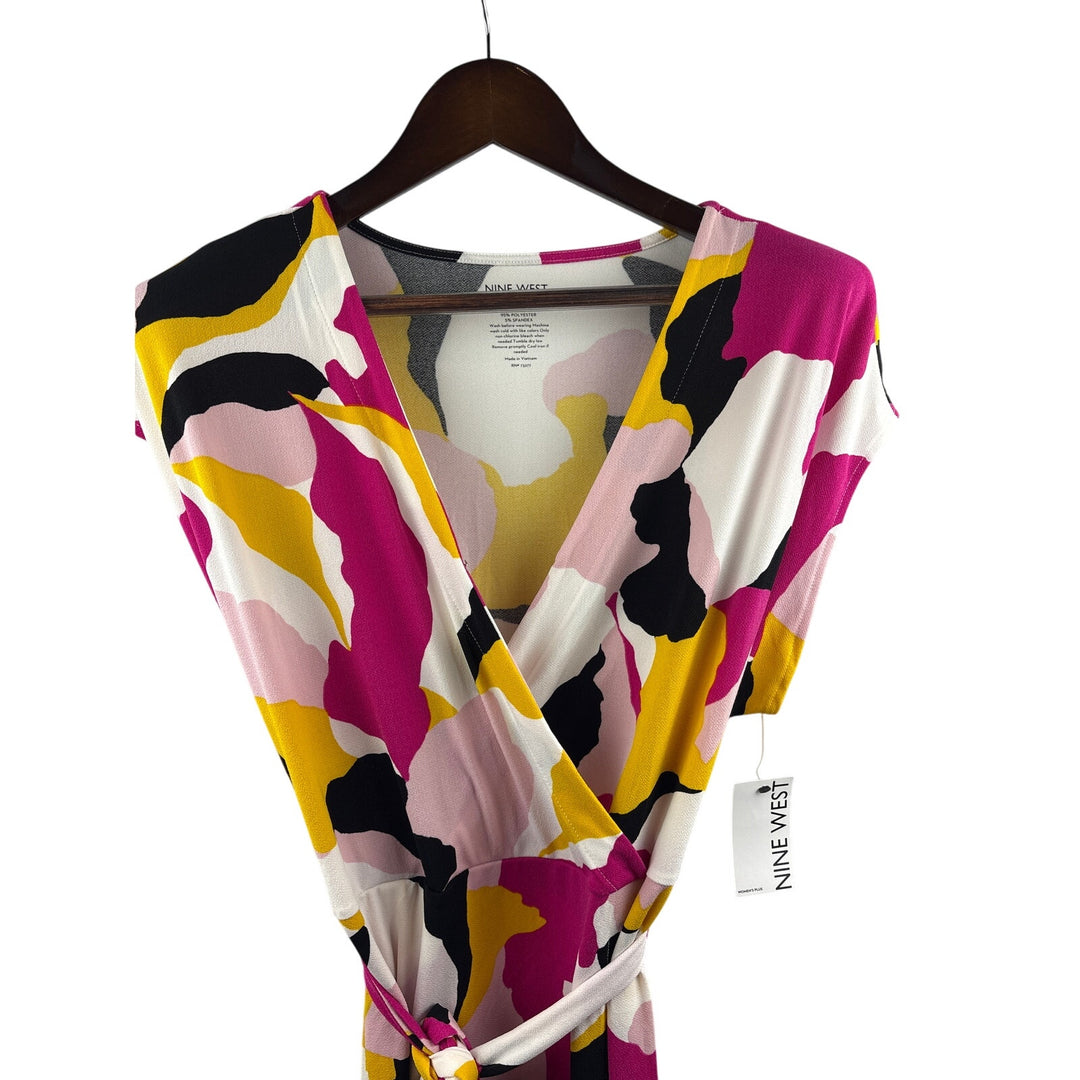 Women’s Nine West 0X Pink Multicolored Abstract Patterned Dress