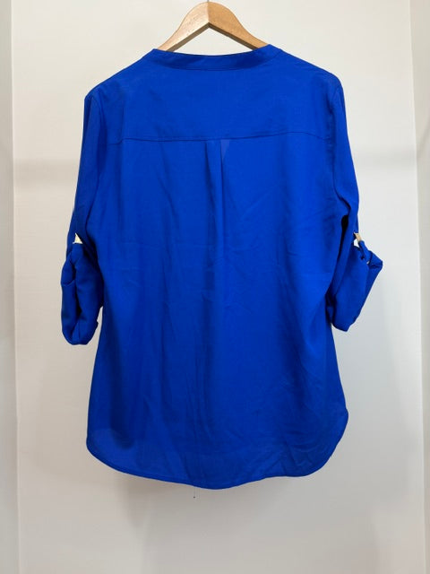 Ivanka Trump Royal Blue Roll Tab Blouse SzXL