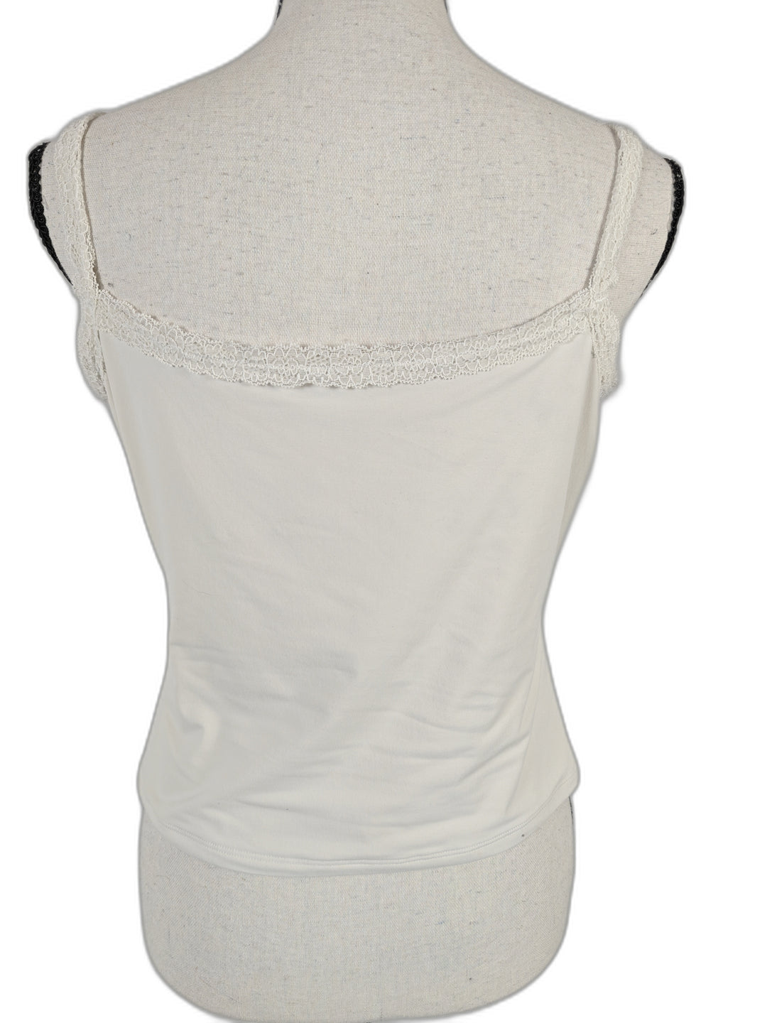 Womens Qinsen Lace Trim Camisole Tank Top Ivory Size XL