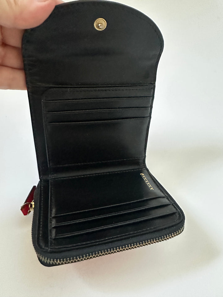 Kate Spade Saturday Rare Red Black White Colorblock Zip Around Wallet