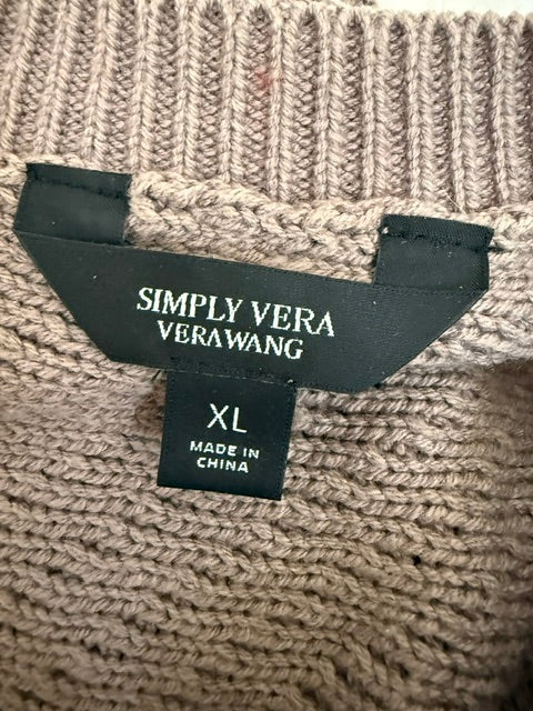 Simply Vera Vera Wang Braided Sleeve Sweater Taupe XL