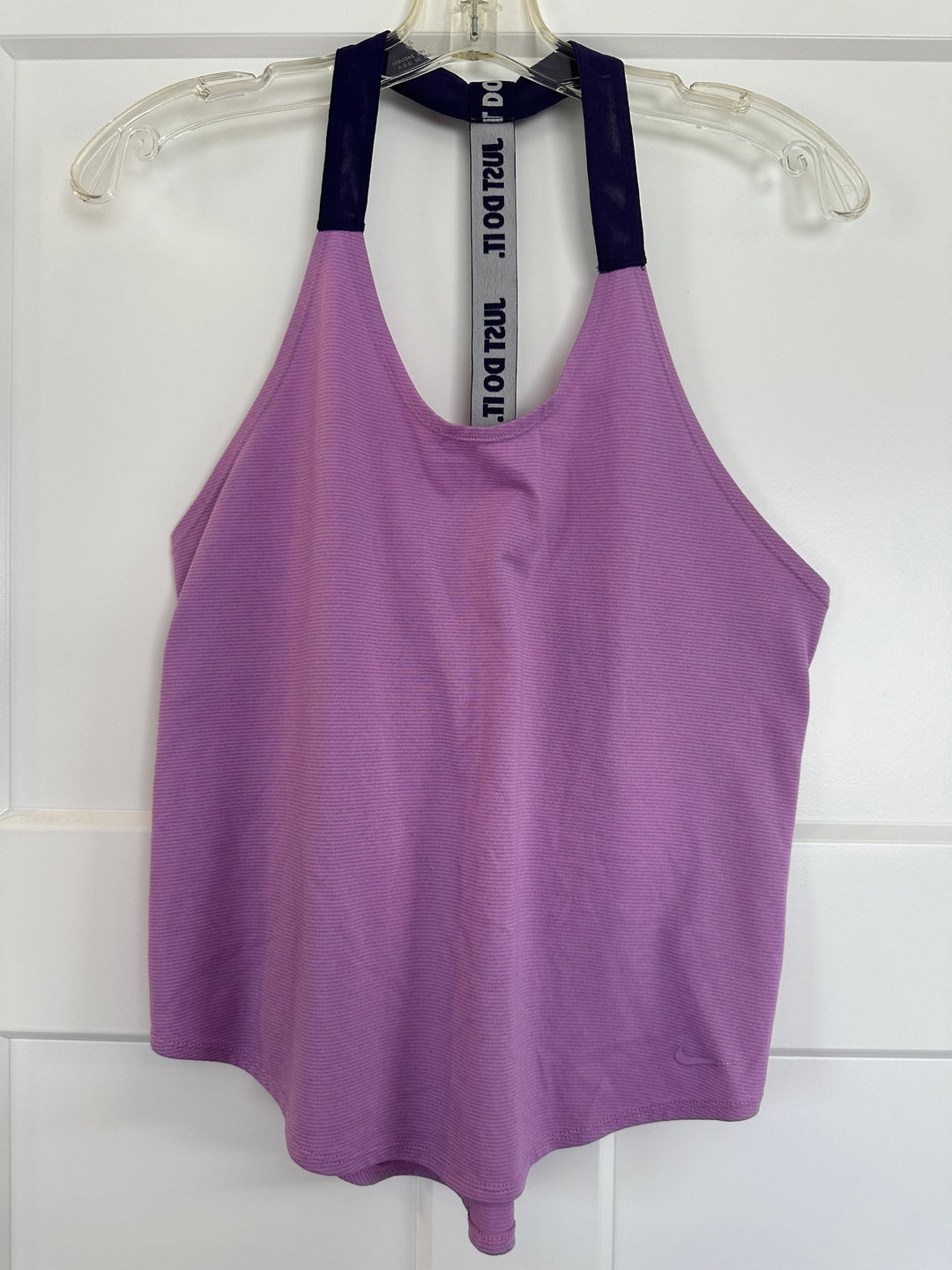 Nike Womens Dri Fit Purple Loose Fit Tank Top Just Do It Strap Athletic Size S