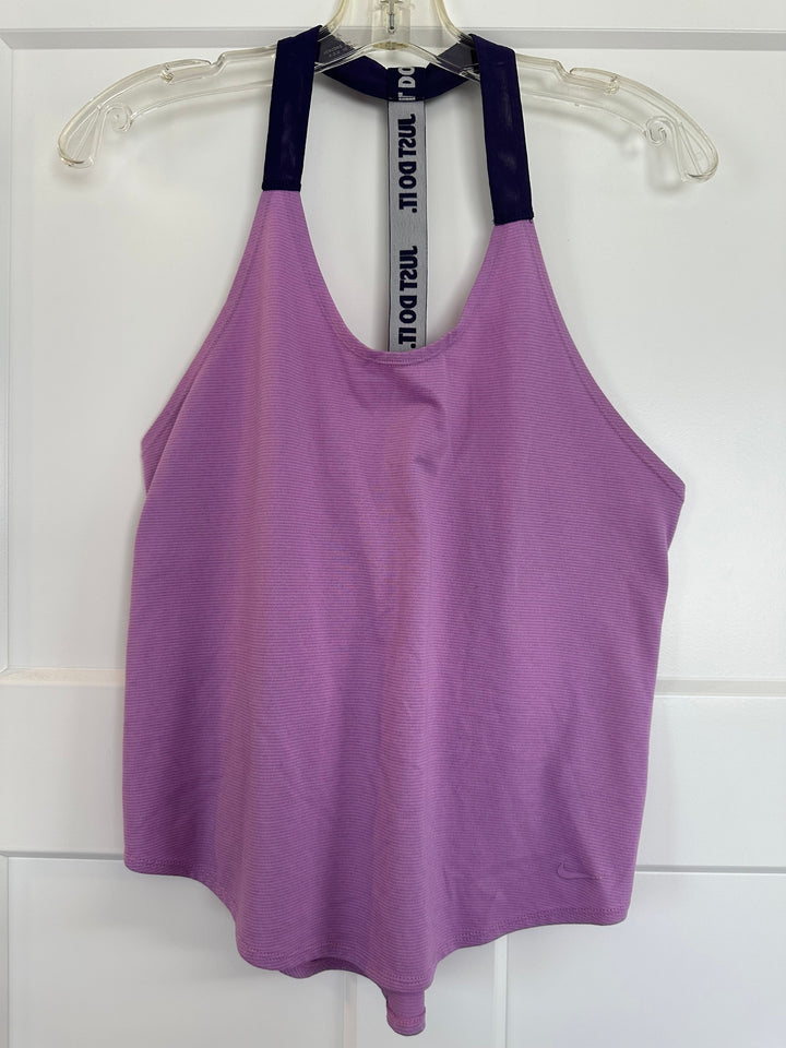 Nike Womens Dri Fit Purple Loose Fit Tank Top Just Do It Strap Athletic Size S