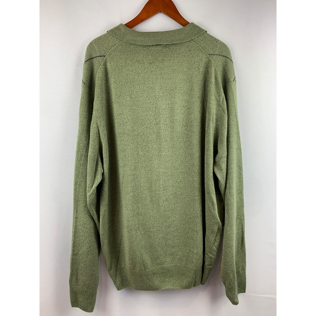 Dockers Mens XXL Green Argyle Knit Long Sleeve Collared Sweater