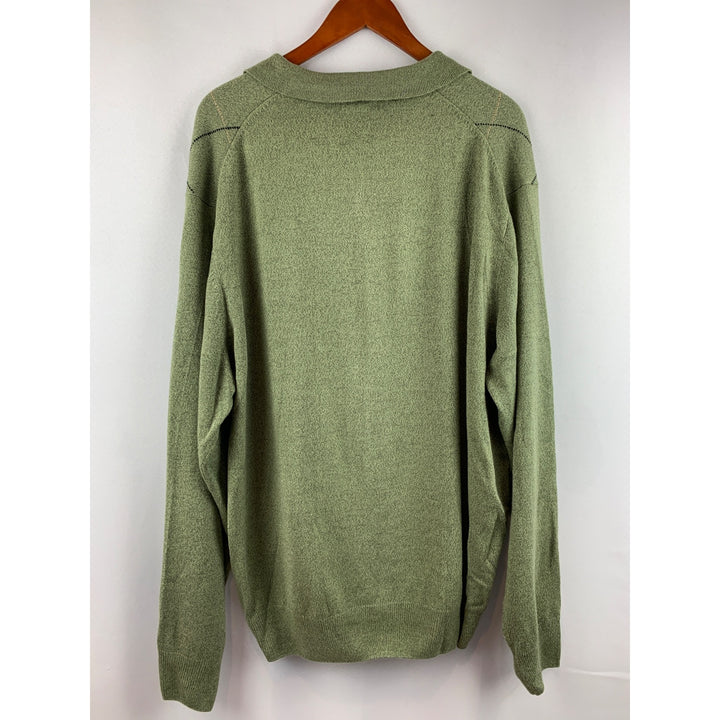 Dockers Mens XXL Green Argyle Knit Long Sleeve Collared Sweater