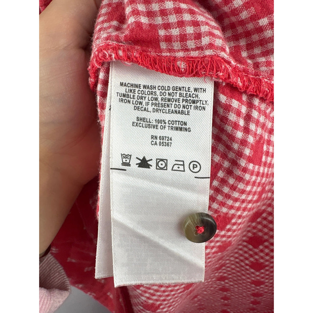 Women’s Columbia XS Red Sleeveless Button Up w/ Gingham Square Pattern