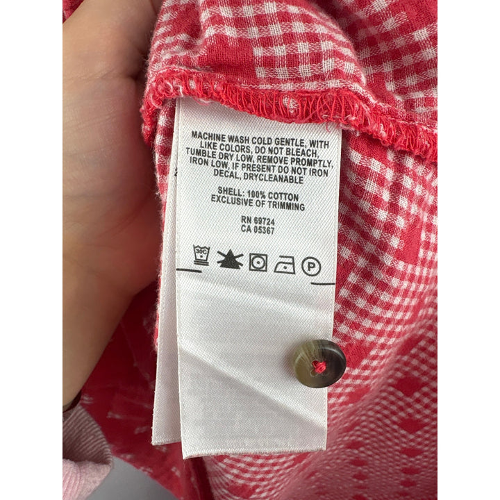 Women’s Columbia XS Red Sleeveless Button Up w/ Gingham Square Pattern