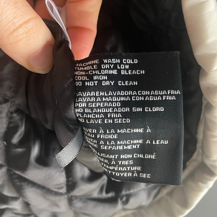 Jessica Simpson White Belted Puffer Coat Hood sz Large Minimalist Ski Jacket