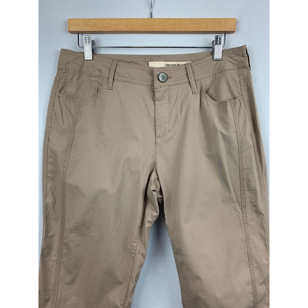 DKNY Jeans Womens Beige Capri Pants With Tie Hem - Size 6