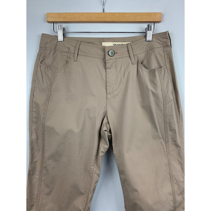 DKNY Jeans Womens Beige Capri Pants With Tie Hem - Size 6