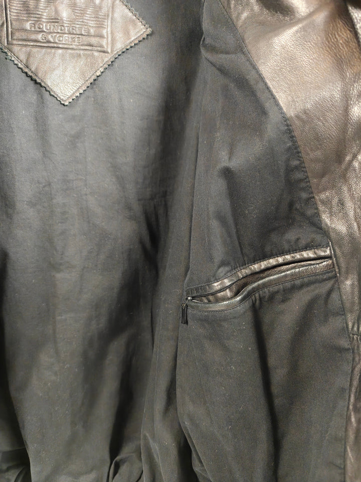 Roundtree And Yorke Mens Genuine Lambskin Leather Bomber Jacket Black Size L