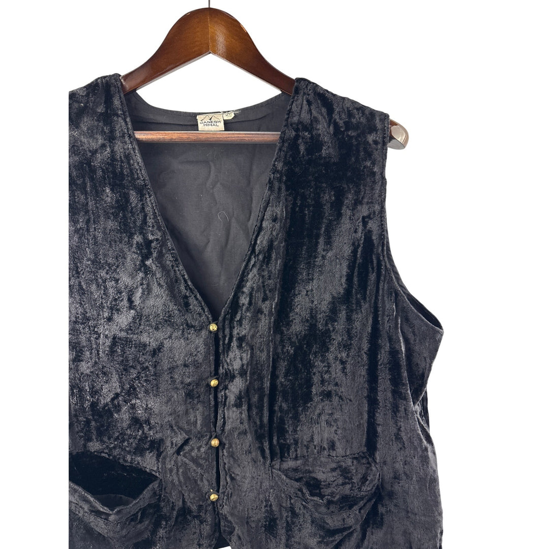 Men’s Ganesh Himal XL Velvet Vest w/ Gold Buttons
