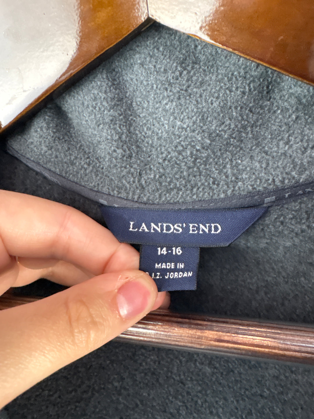 Women’s Lands’ End Size 14-16 Gray Fleece Zip-Up