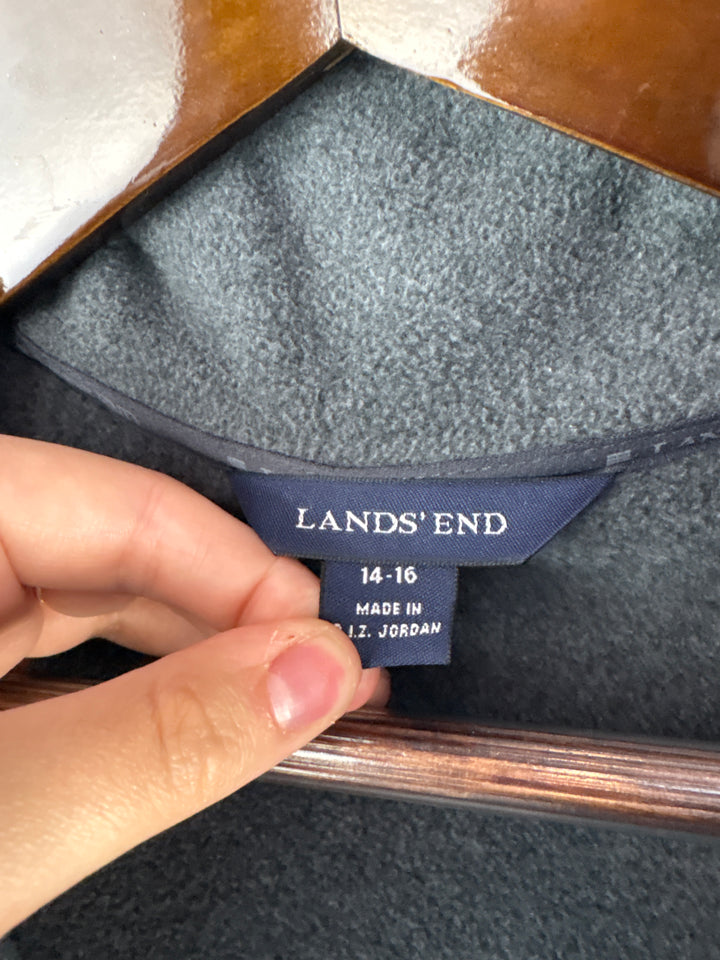 Women’s Lands’ End Size 14-16 Gray Fleece Zip-Up