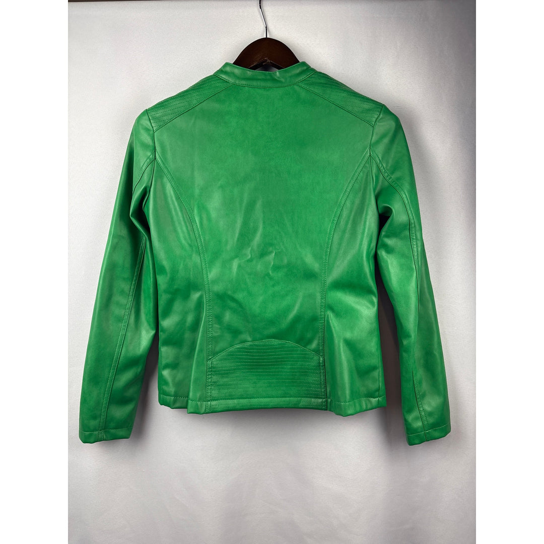 Women’s Alfani XS Leaf Green Faux Leather Jacket