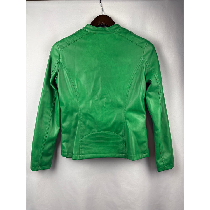 Women’s Alfani XS Leaf Green Faux Leather Jacket