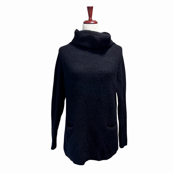 Vince. Women's Small Sweater 100% Cashmere Ribbed Black Turtleneck Minimalist Quiet Luxury Preppy