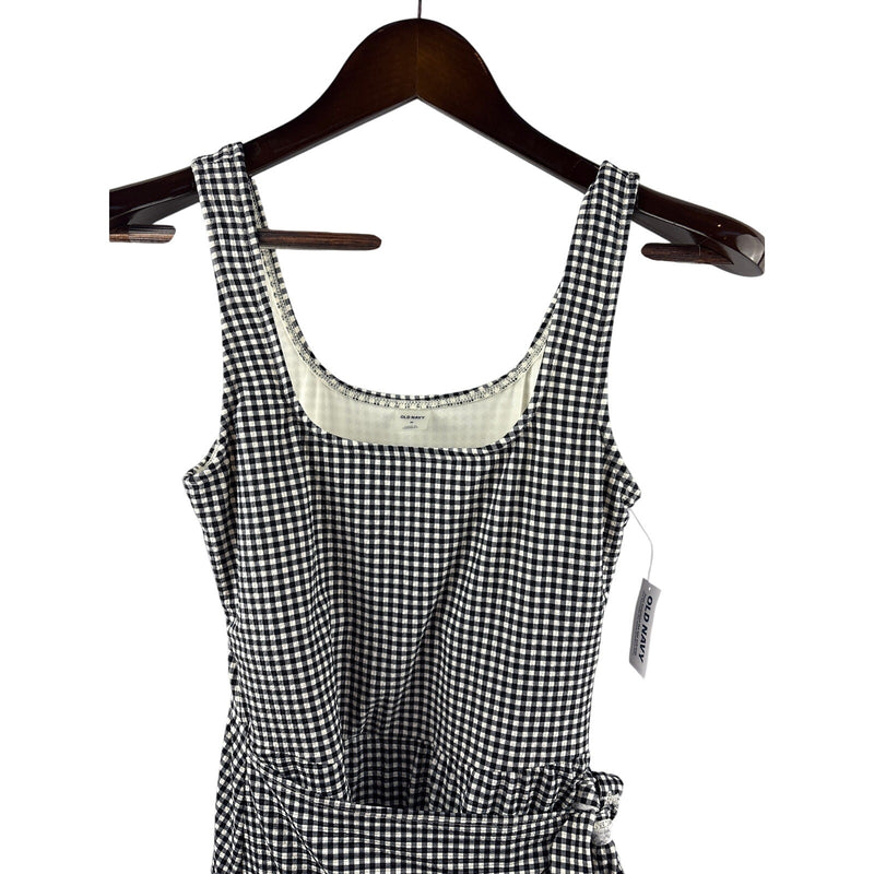 Women’s Old Navy Medium Black & White Gingham Side-Tie Dress Swimsuit