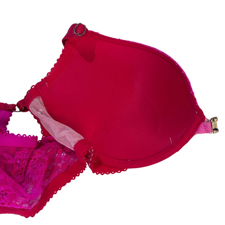 Victorias Secret Body By Victoria Push Up Bra Hot Pink Lace Underwire