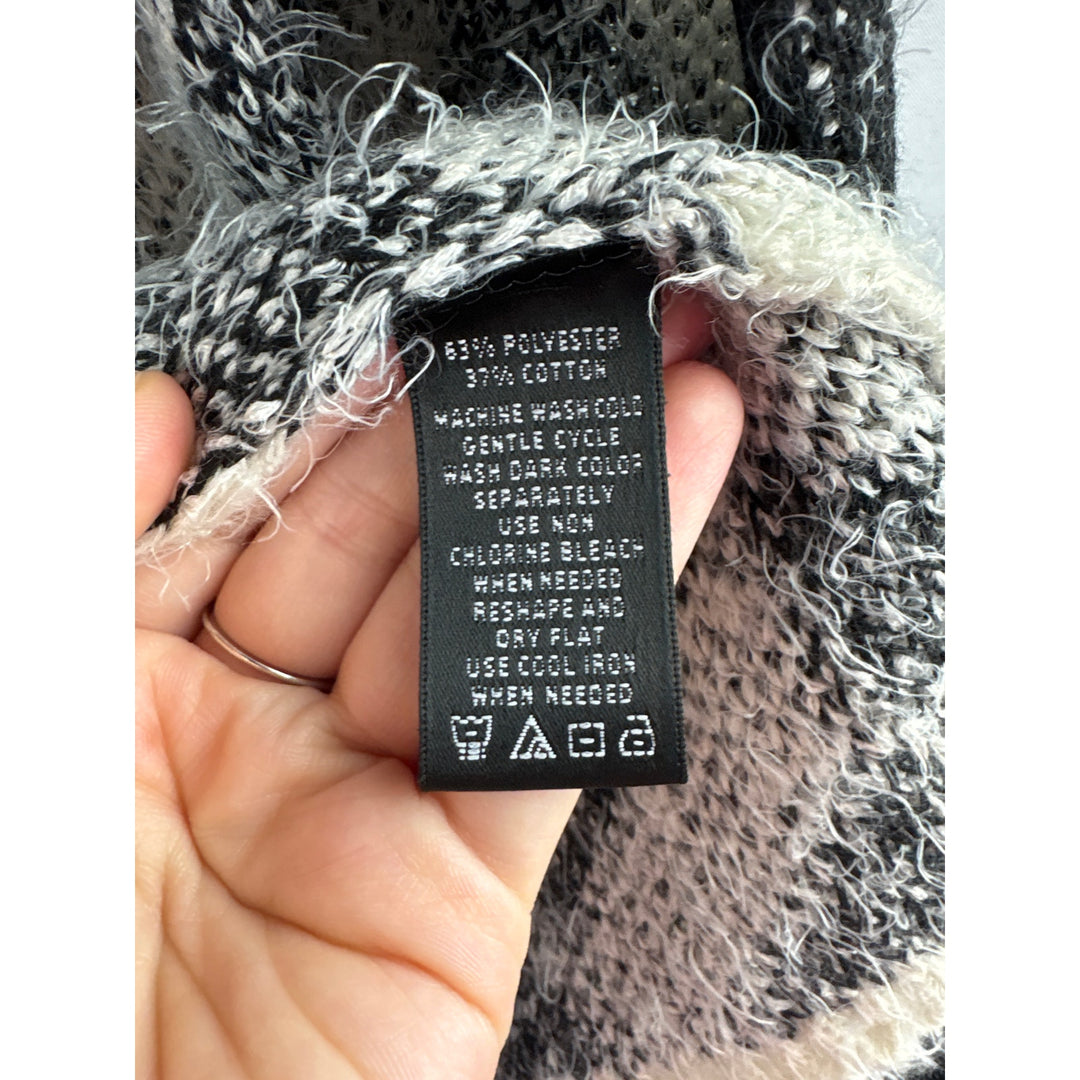 Women’s August Silk Small Black & White Patterned Knit Coatigan