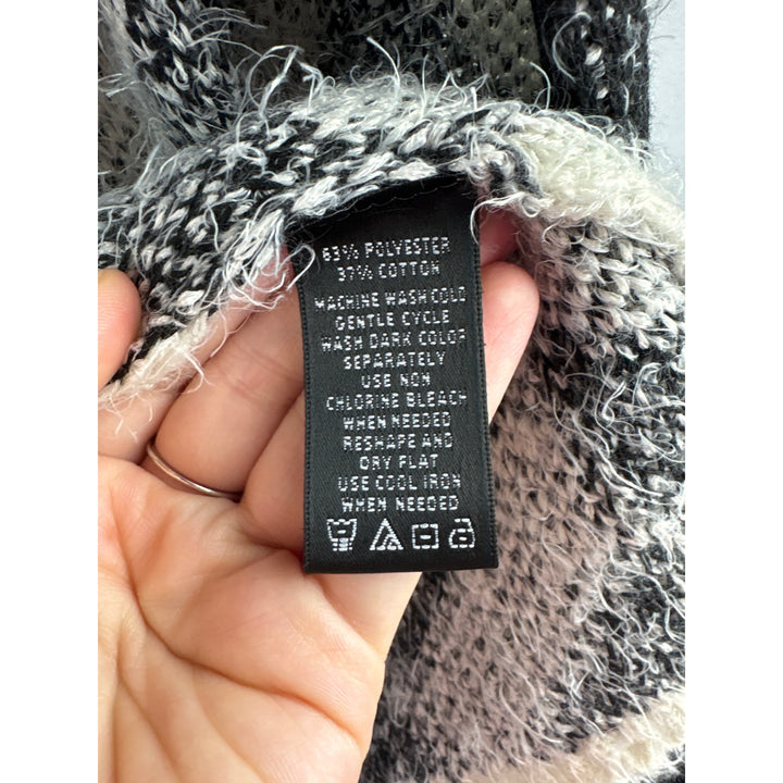 Women’s August Silk Small Black & White Patterned Knit Coatigan