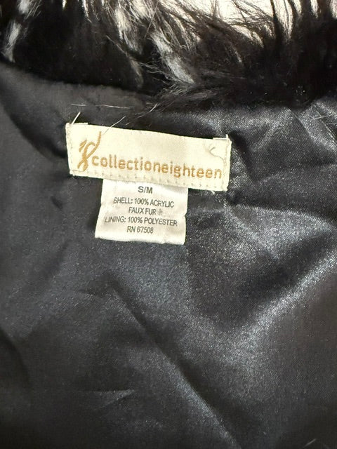 Collection Eighteen Long Hair Faux Fur Vest Black White S/M