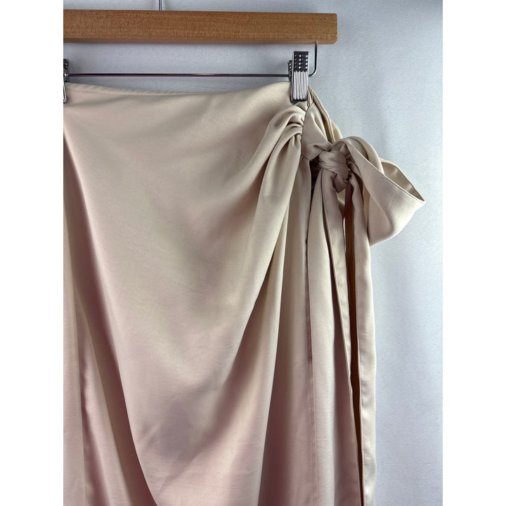 Women’s Meshki Large Champagne Satin Skirt w/ Sode knot
