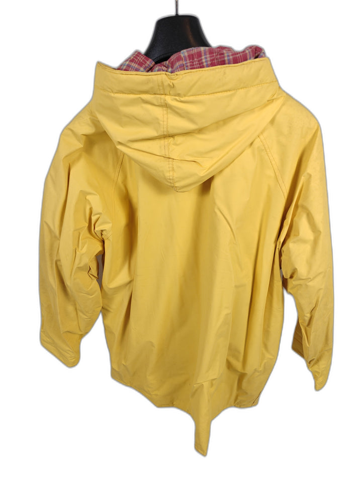 Misty Harbor Mens Yellow Hooded Rain Jacket Waterproof Plaid Lining XL