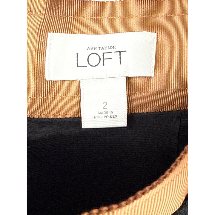 Ann Taylor Loft Womens Size 2 Gray & Brown Wool-Blend Pencil Skirt