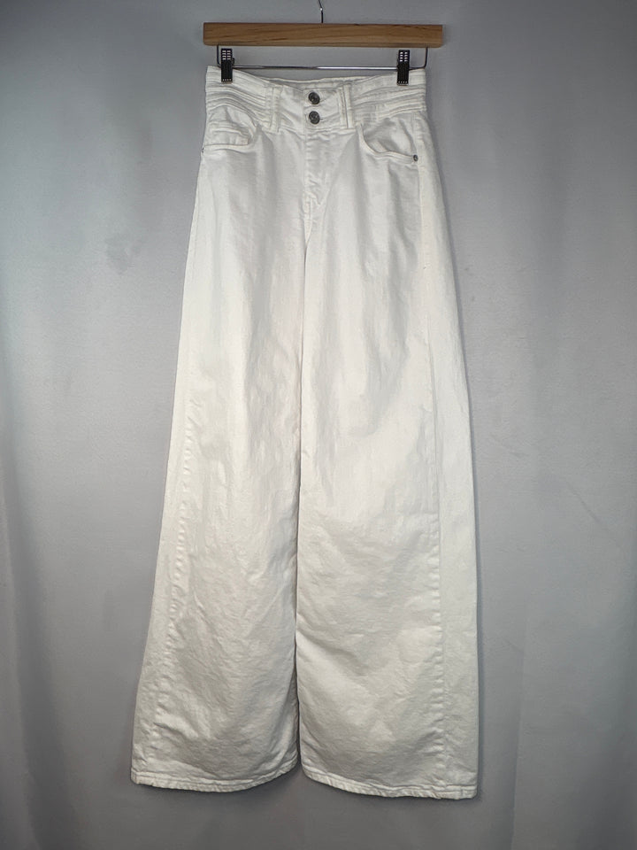 Womens Frame White Wide Leg High Waisted Cotton Jeans Size 25