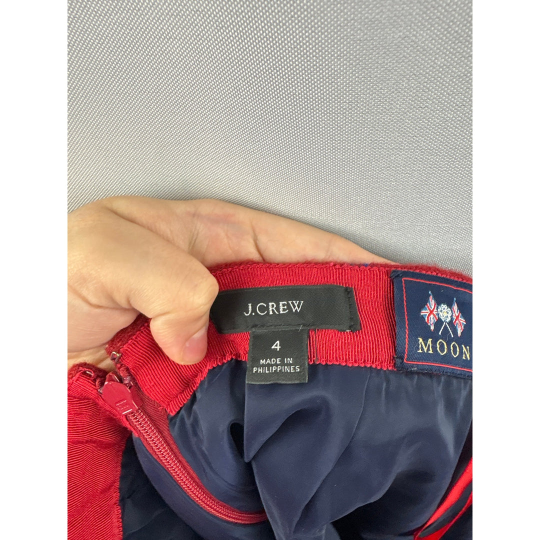 Women’s J.Crew Size 4 Red w/ Blue & Pink Plaid Tweed Mini Skirt