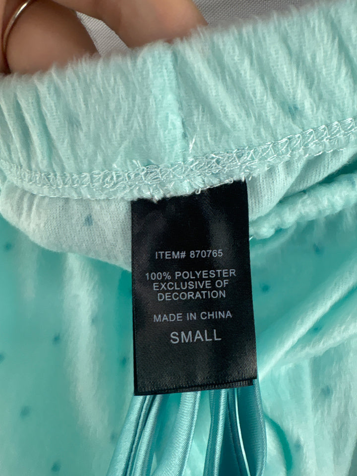 Women’s Aria Collection Small Seafoam Fuzzy Polka Dot PJS