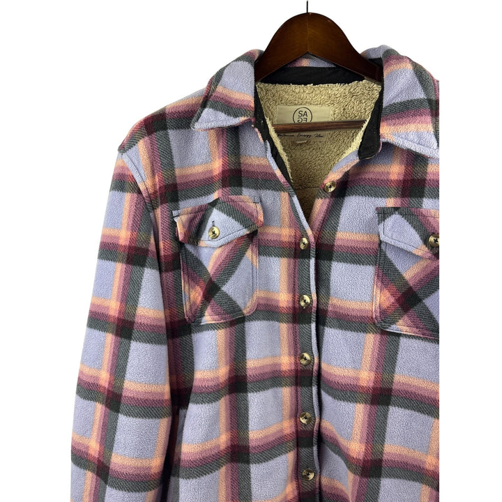 Women’s Sage Collective Large Purple Plaid Winter Coat