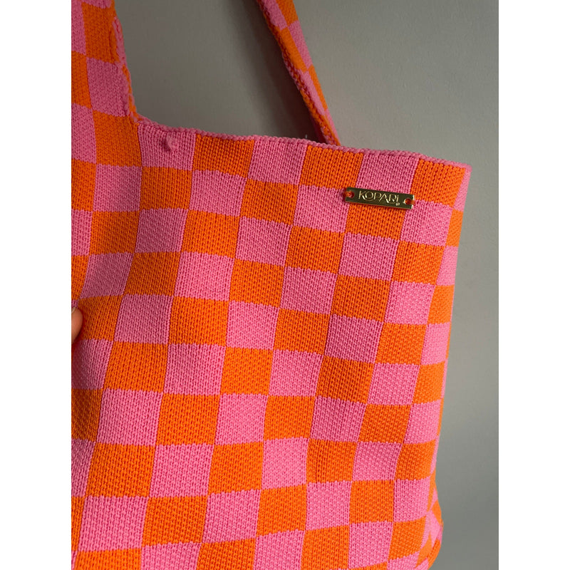 Kopari Knit Mini Tote Pink Orange 11