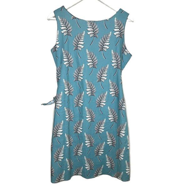 Kara Line Blue Feather Print Sleeveless Wrap Dress Swim Coverup, One Size