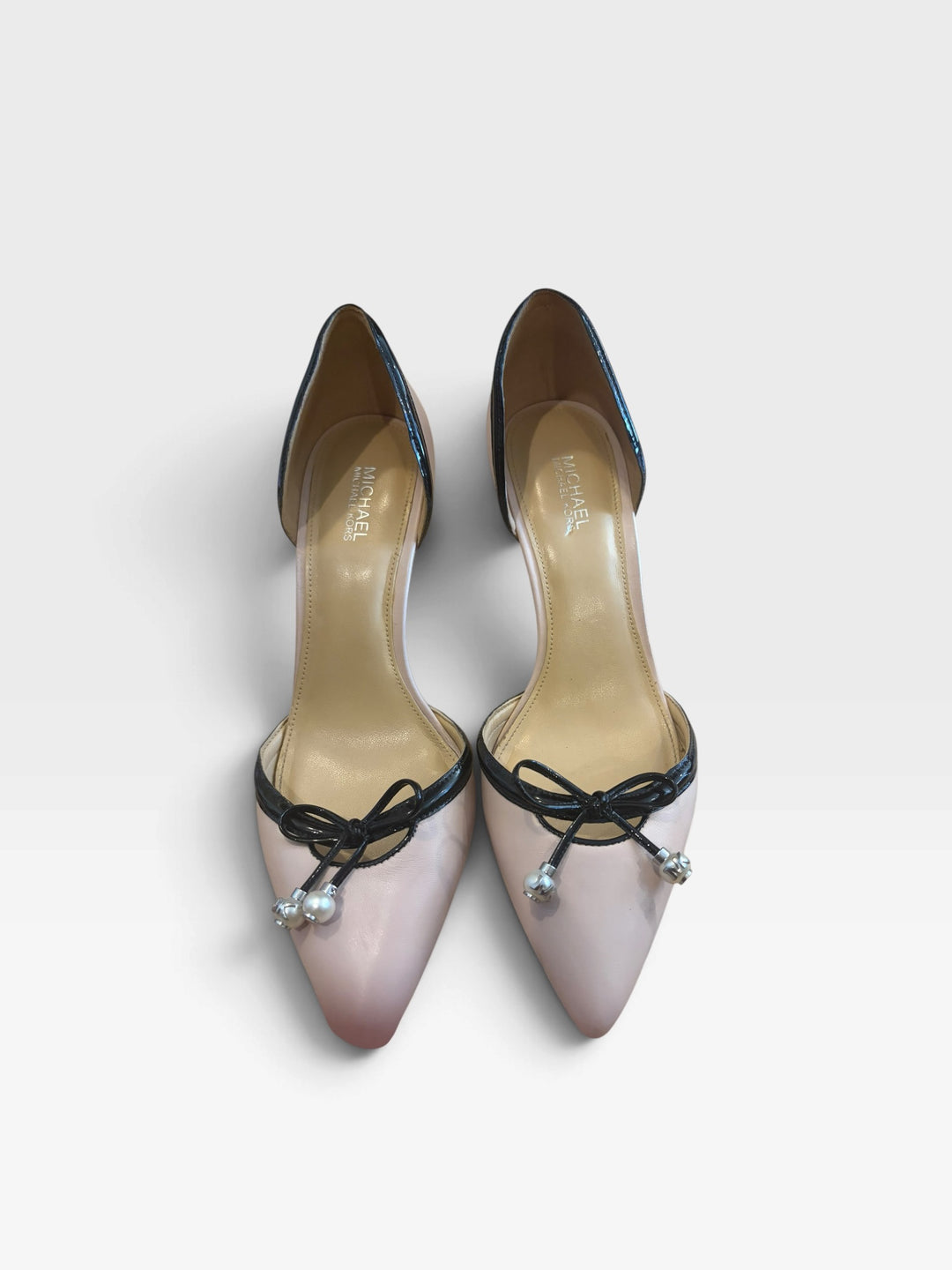 Michael Kors Blush Beige Pointed Toe Bow Pearl Pumps Size 6