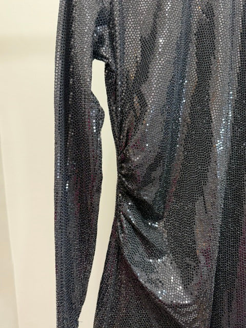 H&amp;M Sparkle Ruched Dress Black NWT SzXL