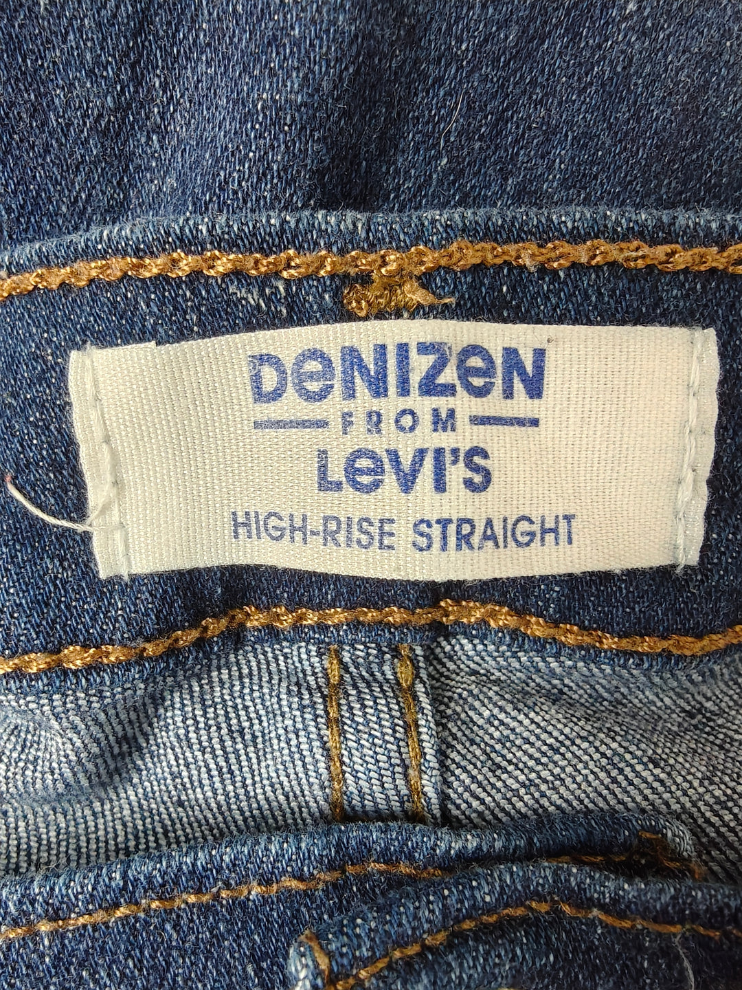 Womens Denizen From Levis High Rise Straight Leg Jeans Dark Blue Size 18M