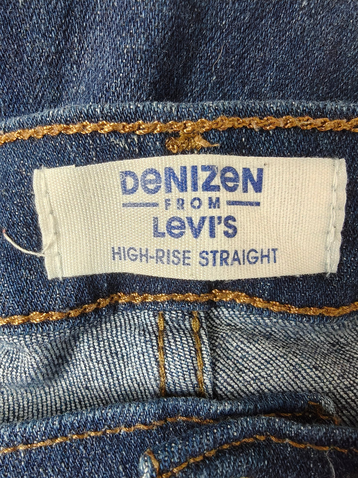 Womens Denizen From Levis High Rise Straight Leg Jeans Dark Blue Size 18M