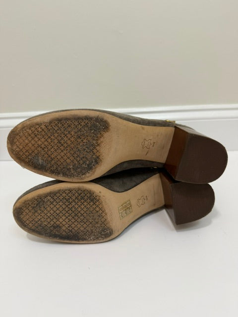 Tory Burch Kira 70mm Stud Suede Booties Bisonte Sz10