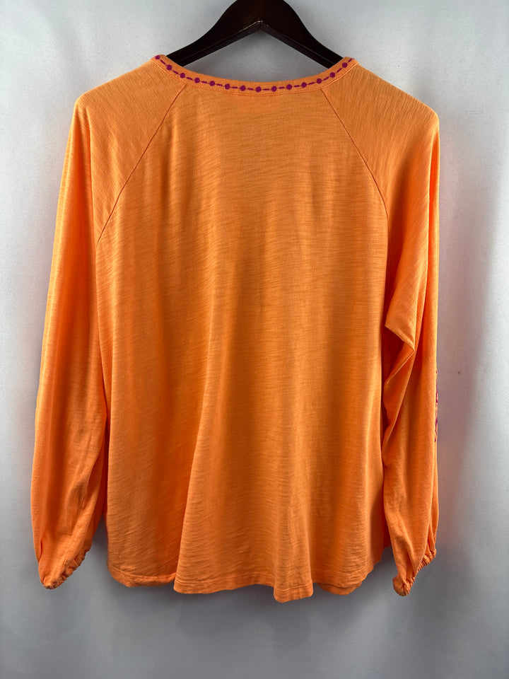 Women’s Belle Boho Kim Gravel XL Bright Orange Embroidered Blouse