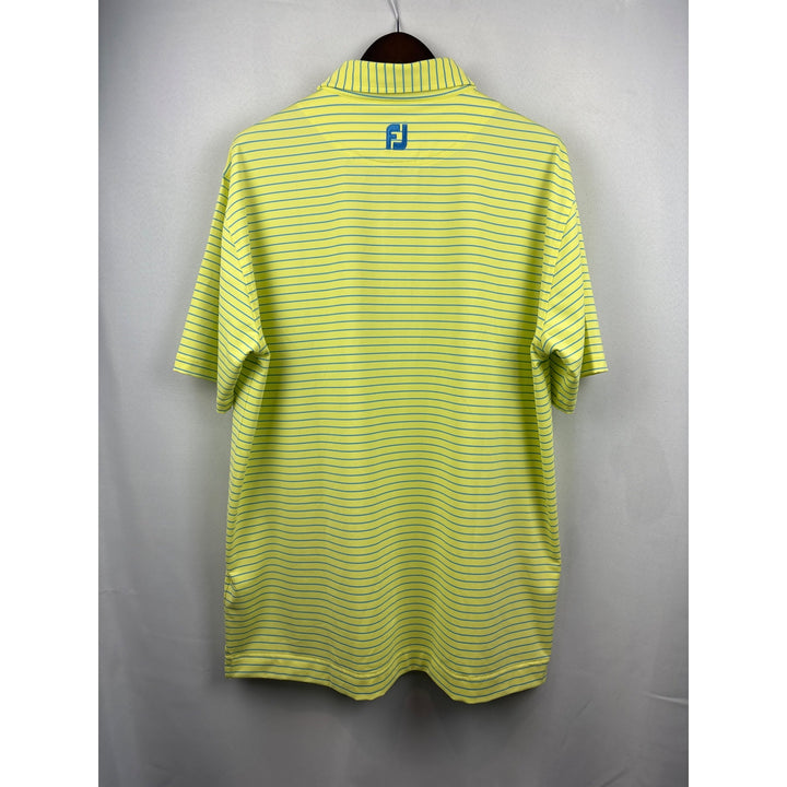 Men’s FootJoy 2XL Neon Yellow and Blue Striped Golf Shirt