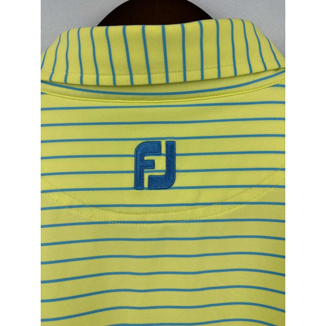 Men’s FootJoy 2XL Neon Yellow and Blue Striped Golf Shirt