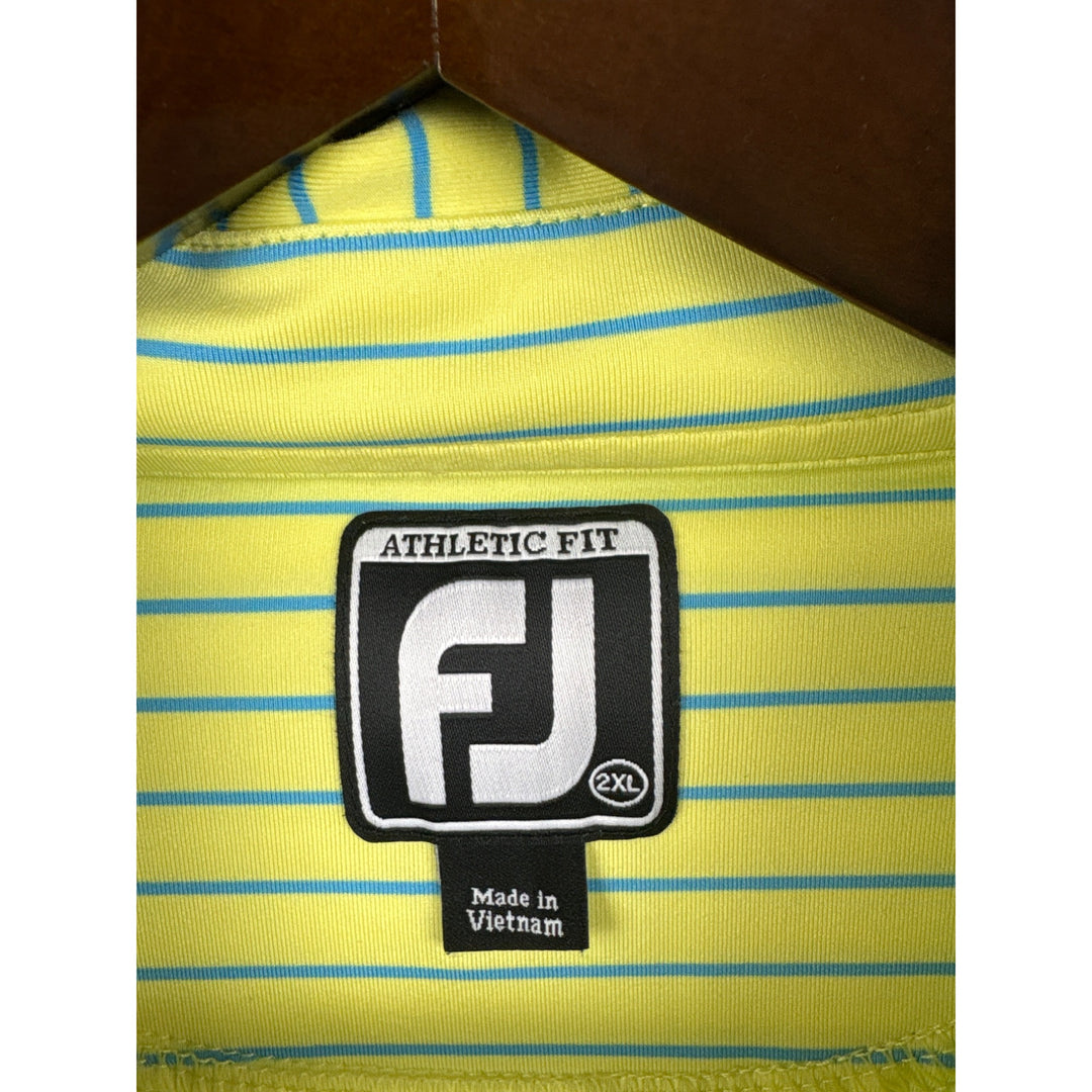 Men’s FootJoy 2XL Neon Yellow and Blue Striped Golf Shirt