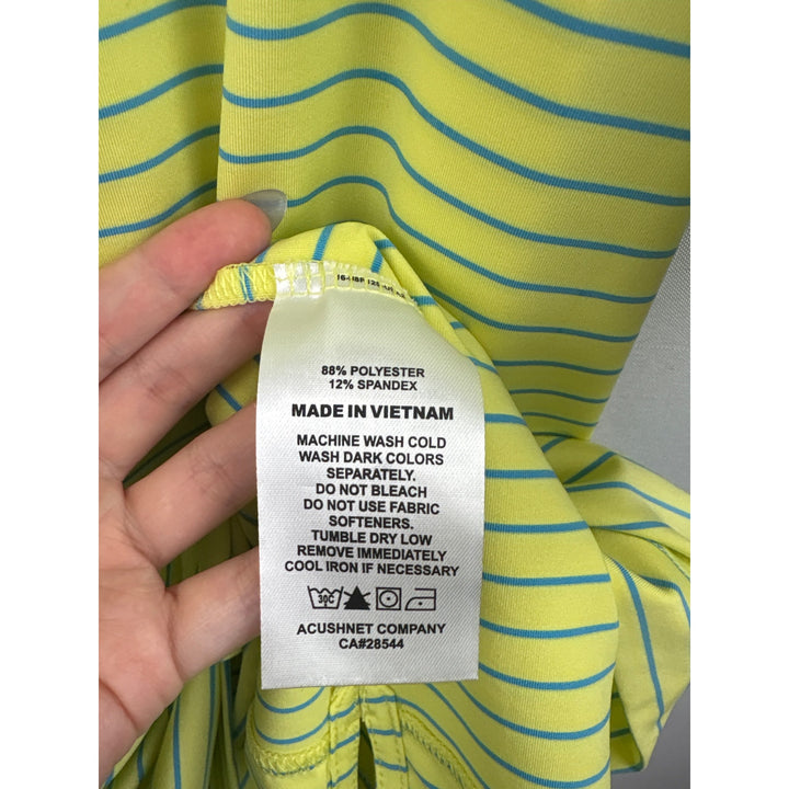 Men’s FootJoy 2XL Neon Yellow and Blue Striped Golf Shirt