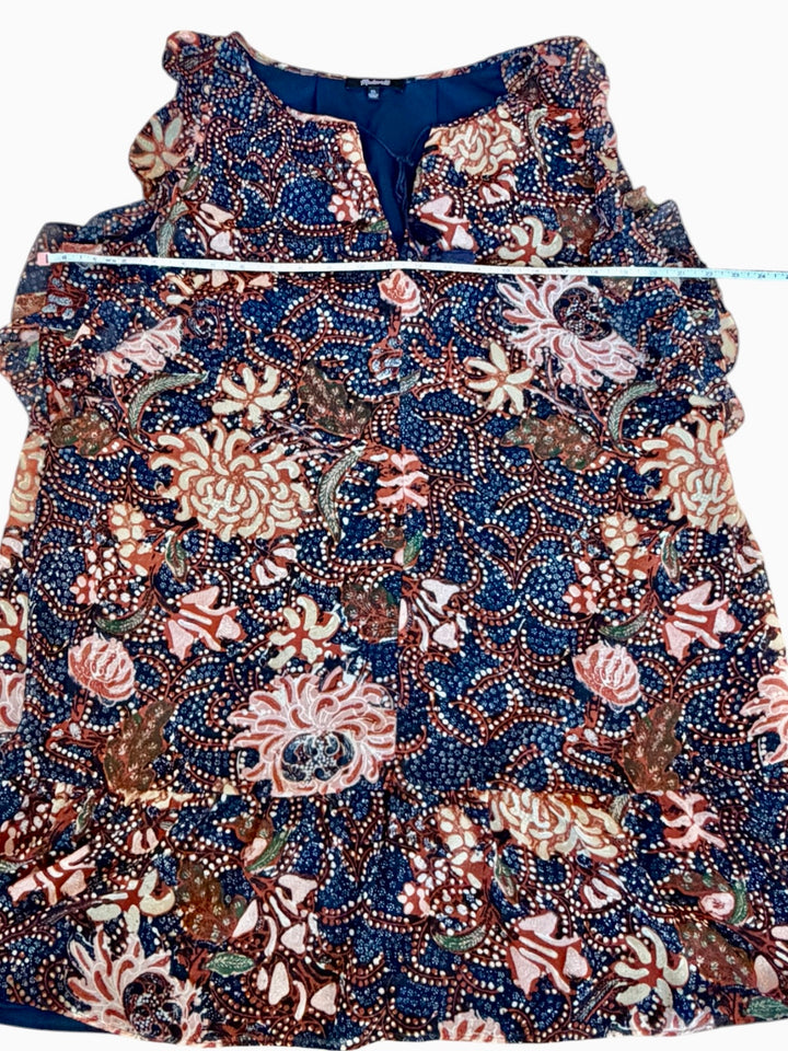 Madewell Boho Floral Ruffle Navy Dress Size XL