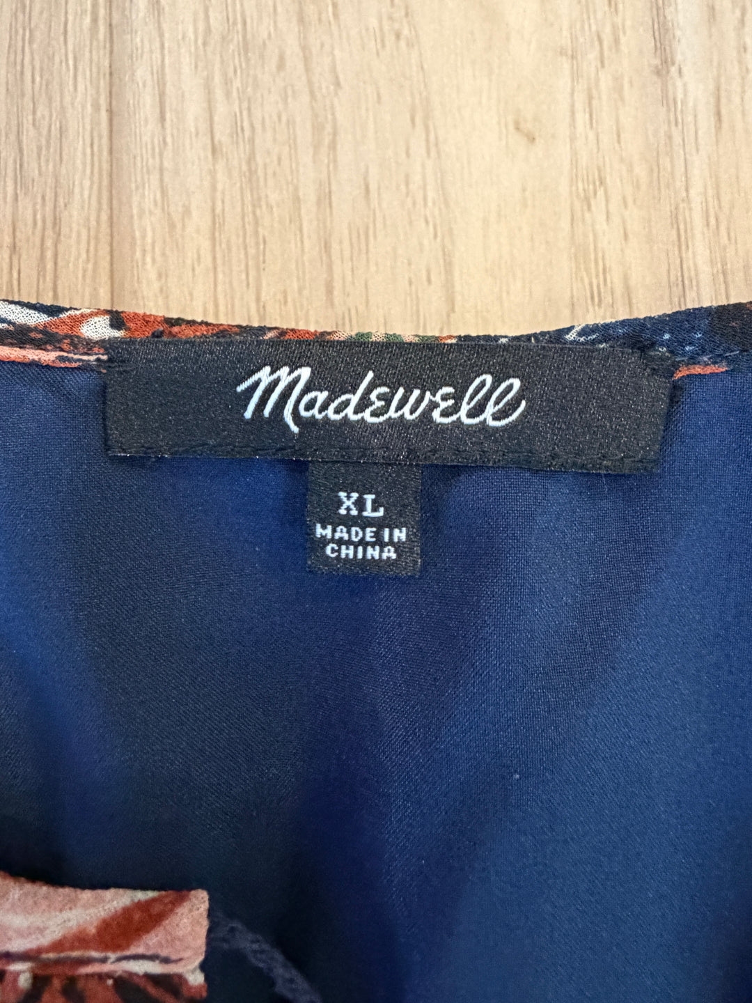 Madewell Boho Floral Ruffle Navy Dress Size XL