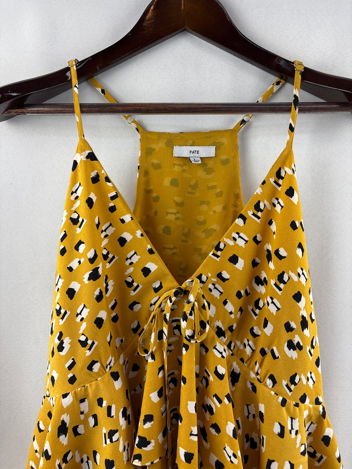 Women’s Fate Large Yellow Sleeveless Ruffled Blouse