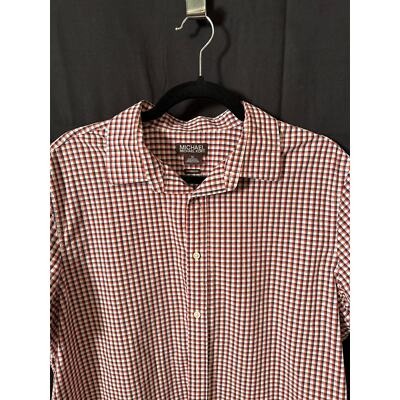 Men’s XL Michael Kors Short Sleeve red checked button down