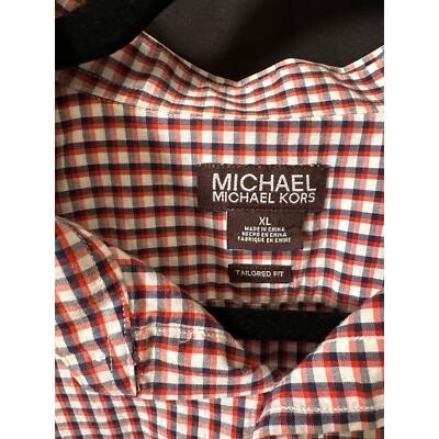 Men’s XL Michael Kors Short Sleeve red checked button down